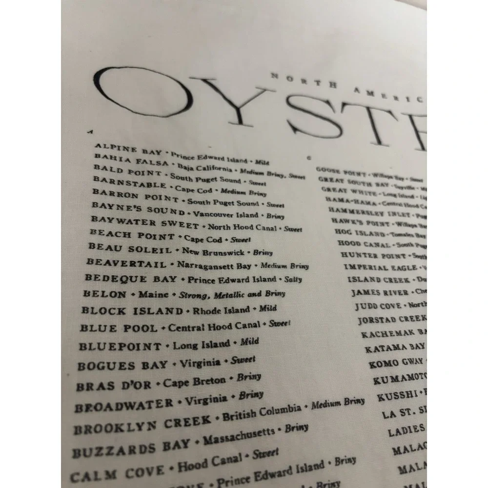 Sir Madam NORTH AMERICAN OYSTERS Pure Linen Tea Towel